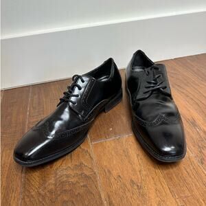Stacy Adams Wing Tip Dress Shoes Mens 8.5 Black Lace Up Slip Resistance NWOT‎